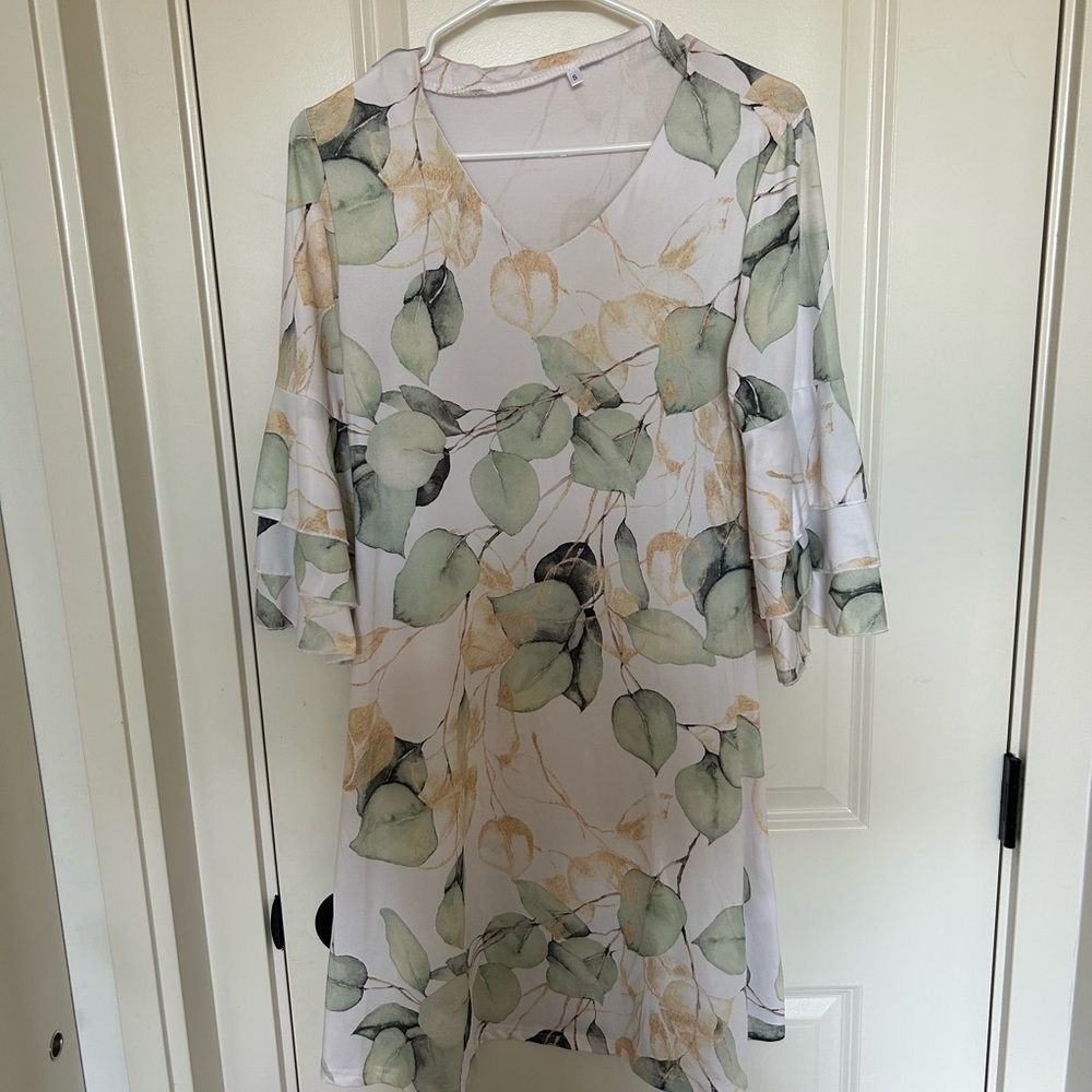 Floral Leaf Print Dress